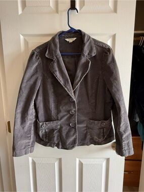 St. John's Bay Women's Charcoal Gray Button-Front Corduroy Jacket